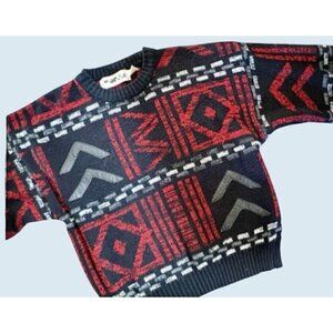 Vintage Men's Forum 80s / 90s Leather Patch Crew Neck Sweater Size Medium